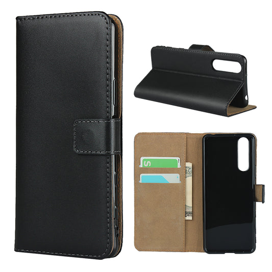 Genuine Leather Wallet Stand Phone Shell for Sony Xperia 5 II