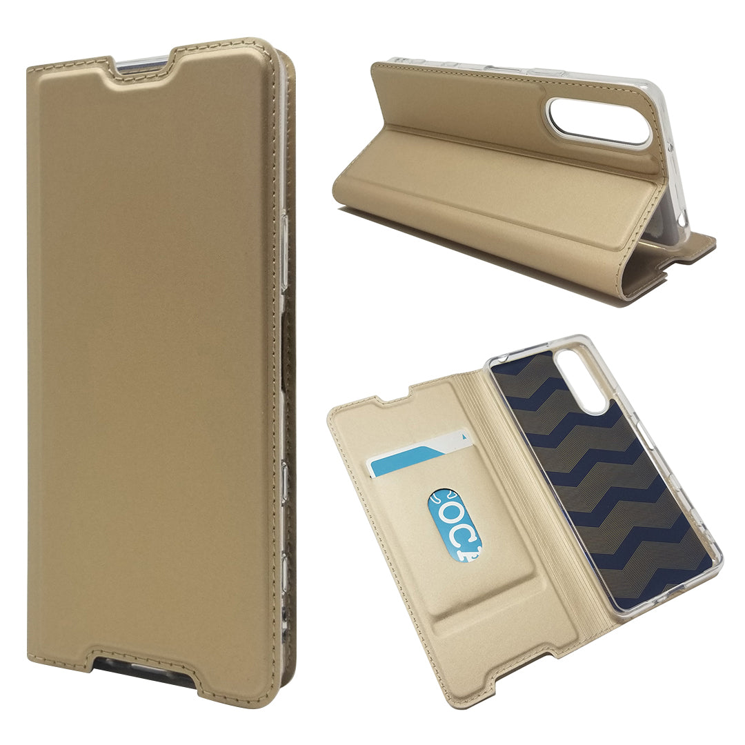 Magnetic Adsorption Stand Leather Card Holder Case for Sony Xperia 5 II