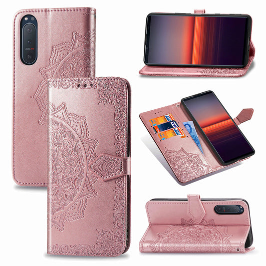 Embossed Mandala Flower PU Leather Wallet Case Cover for Sony Xperia 5 II