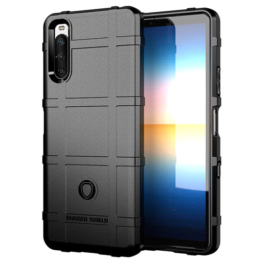 Shock-proof Rugged Square Grid Texture TPU Phone Cover Case for Sony Xperia 10 III 5G / Xperia 10 III Lite