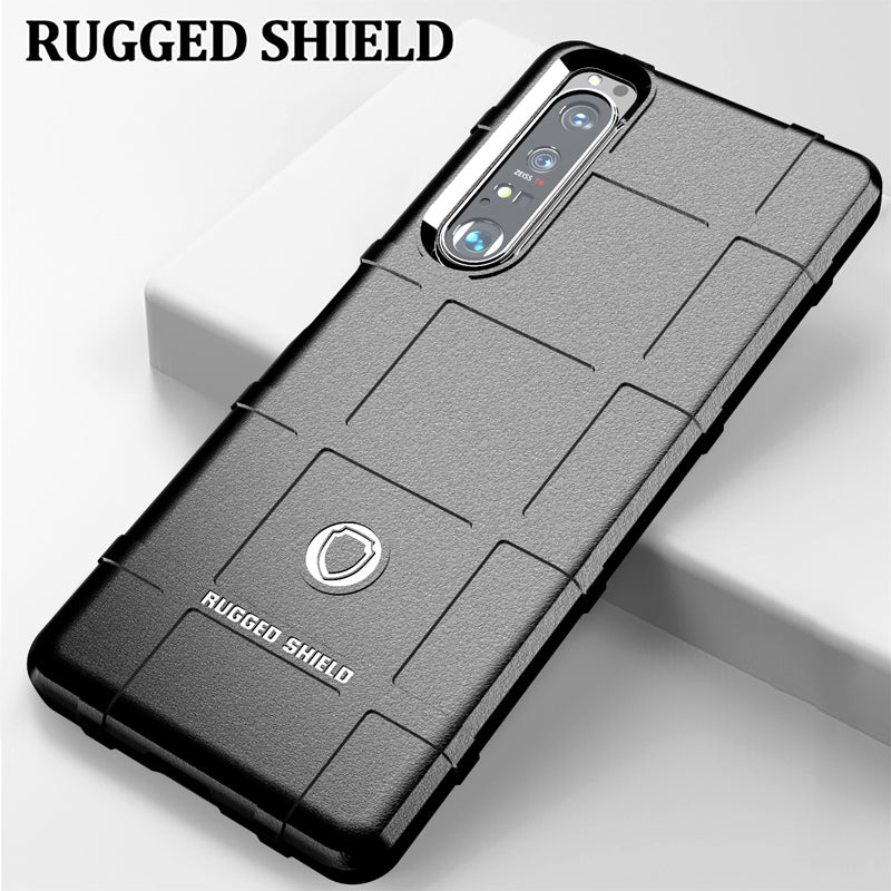 Shock-proof Rugged Square Grid Texture TPU Phone Cover Case for Sony Xperia 1 III 5G