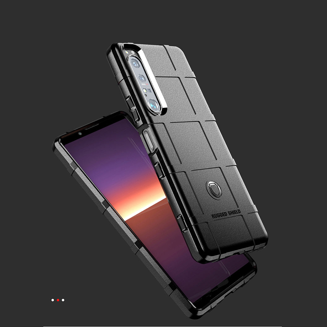 Shock-proof Rugged Square Grid Texture TPU Phone Cover Case for Sony Xperia 1 III 5G