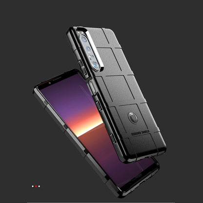 Shock-proof Rugged Square Grid Texture TPU Phone Cover Case for Sony Xperia 1 III 5G