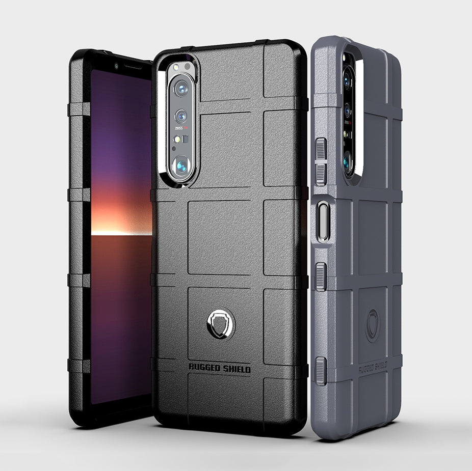 Shock-proof Rugged Square Grid Texture TPU Phone Cover Case for Sony Xperia 1 III 5G
