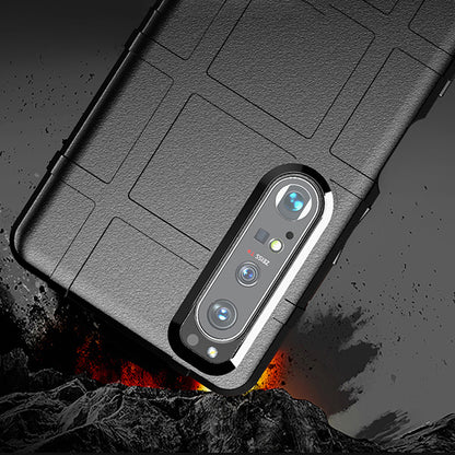 Shock-proof Rugged Square Grid Texture TPU Phone Cover Case for Sony Xperia 1 III 5G