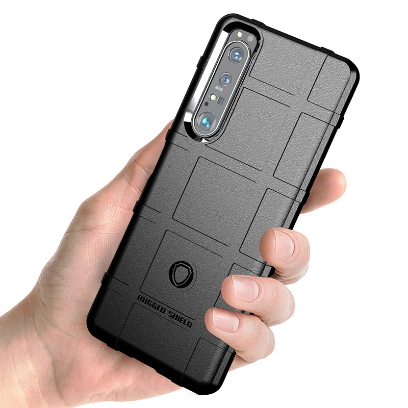 Shock-proof Rugged Square Grid Texture TPU Phone Cover Case for Sony Xperia 1 III 5G