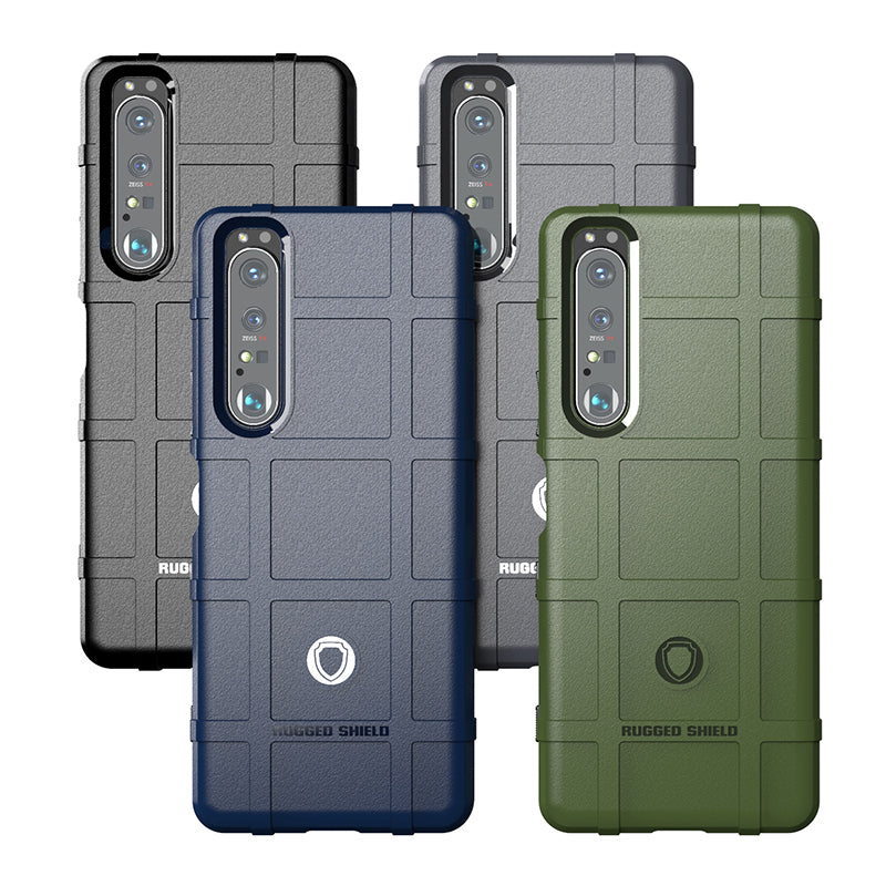 Shock-proof Rugged Square Grid Texture TPU Phone Cover Case for Sony Xperia 1 III 5G