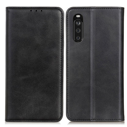 Split Leather Wallet Phone Cover for Sony Xperia 10 III 5G Auto-absorbed Design Stand Smartphone Shell