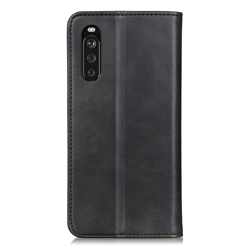 Split Leather Wallet Phone Cover for Sony Xperia 10 III 5G Auto-absorbed Design Stand Smartphone Shell
