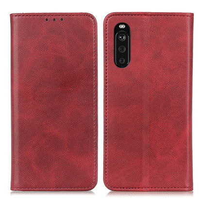 Split Leather Wallet Phone Cover for Sony Xperia 10 III 5G Auto-absorbed Design Stand Smartphone Shell
