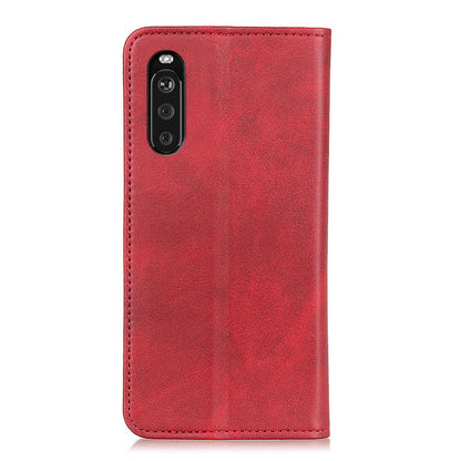 Split Leather Wallet Phone Cover for Sony Xperia 10 III 5G Auto-absorbed Design Stand Smartphone Shell