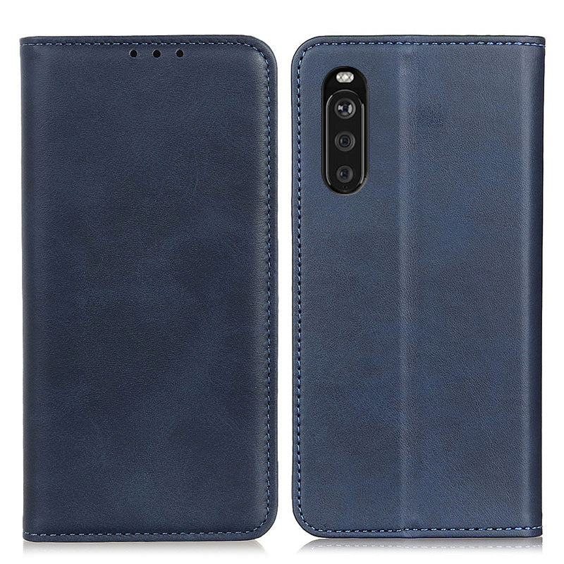 Split Leather Wallet Phone Cover for Sony Xperia 10 III 5G Auto-absorbed Design Stand Smartphone Shell