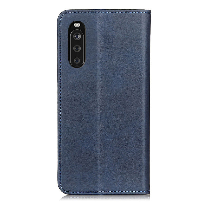 Split Leather Wallet Phone Cover for Sony Xperia 10 III 5G Auto-absorbed Design Stand Smartphone Shell