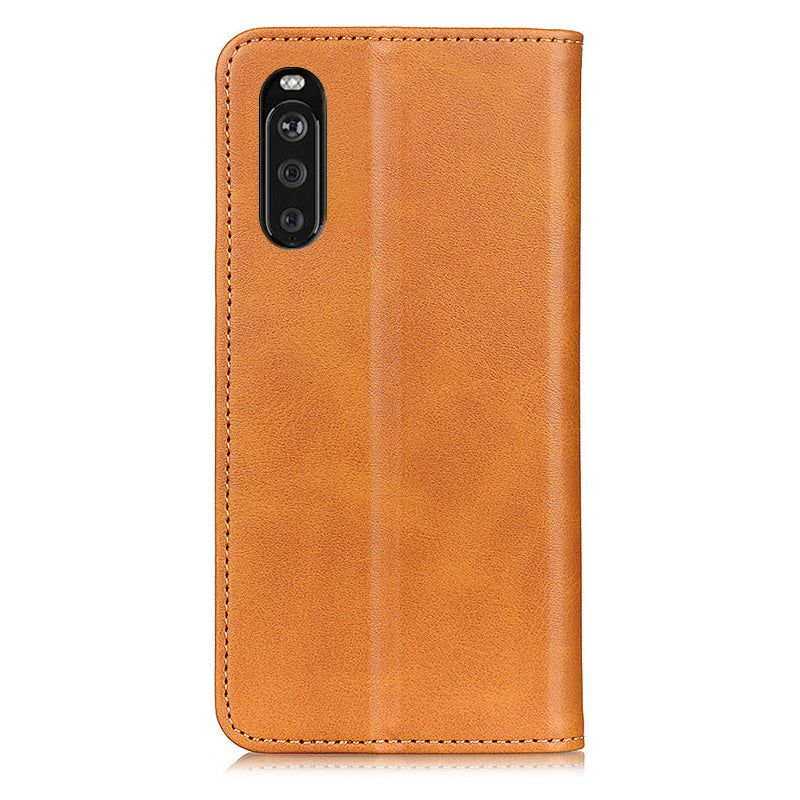 Split Leather Wallet Phone Cover for Sony Xperia 10 III 5G Auto-absorbed Design Stand Smartphone Shell