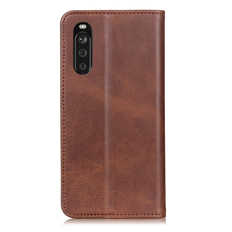 Split Leather Wallet Phone Cover for Sony Xperia 10 III 5G Auto-absorbed Design Stand Smartphone Shell