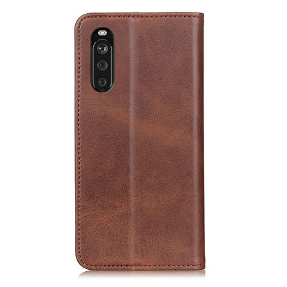 Split Leather Wallet Phone Cover for Sony Xperia 10 III 5G Auto-absorbed Design Stand Smartphone Shell
