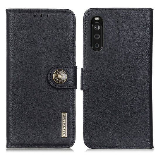 KHAZNEH Magnetic Buckle Phone Wallet Shell PU Leather Stand Case for Sony Xperia 10 III 5G