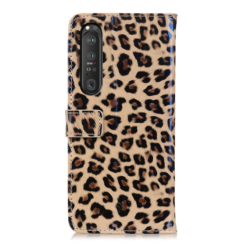 Leopard Texture Leather Wallet Stand Cell Phone Protective Case for Sony Xperia 1 III 5G
