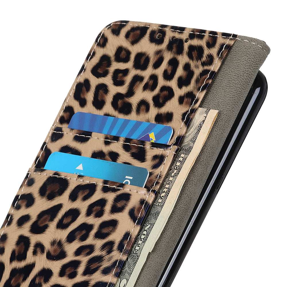 Leopard Texture Leather Wallet Stand Cell Phone Protective Case for Sony Xperia 1 III 5G
