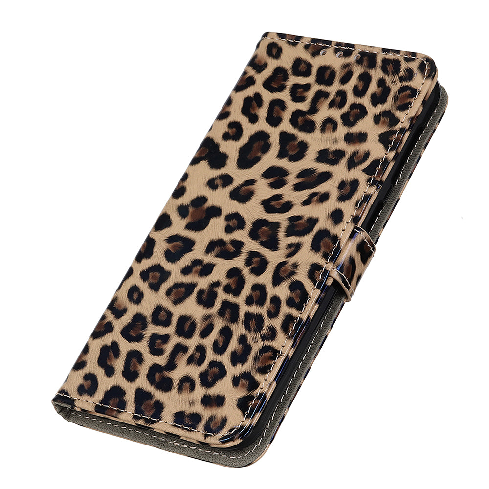 Leopard Texture Leather Wallet Stand Cell Phone Protective Case for Sony Xperia 1 III 5G