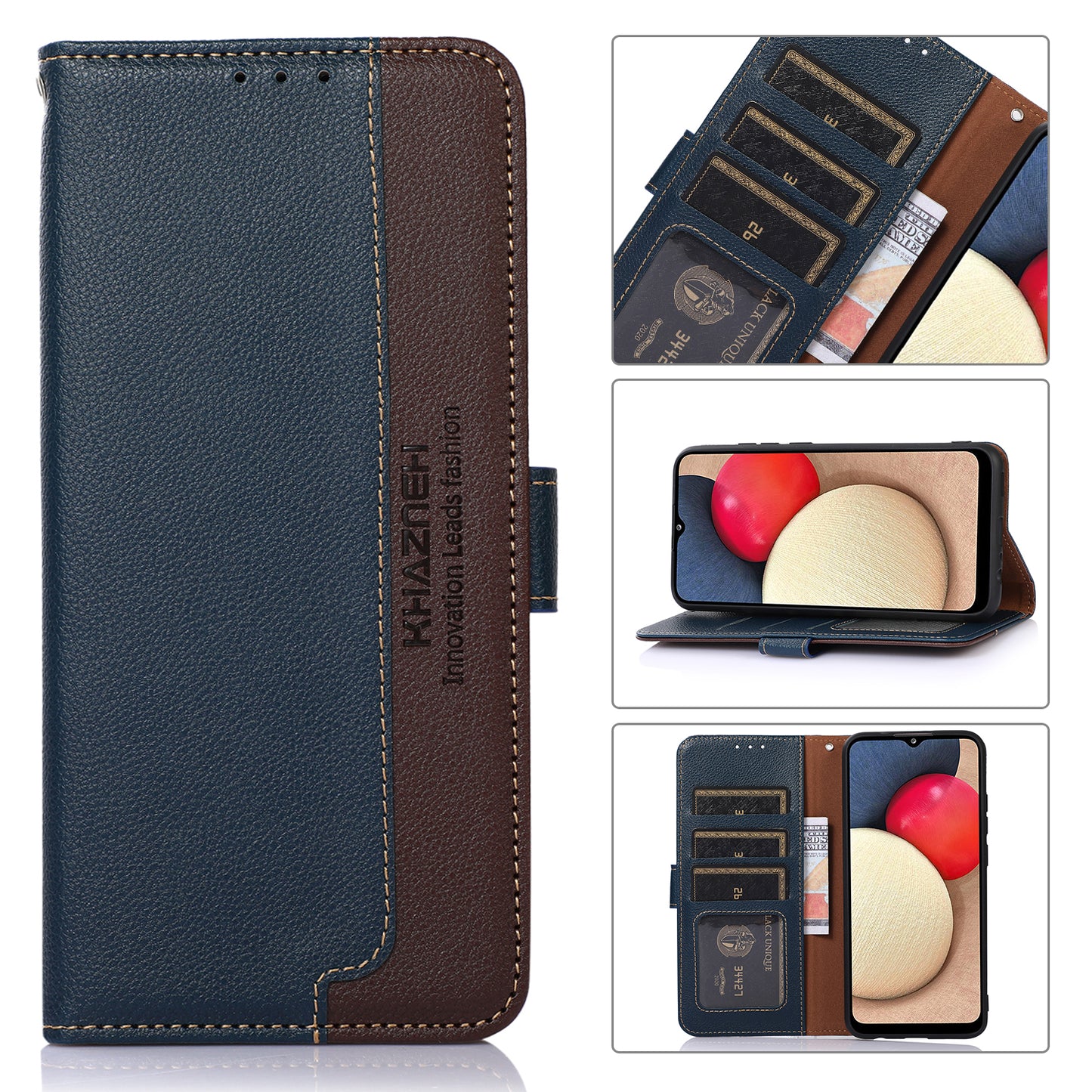 KHAZNEH Litchi Skin Design RFID Anti-theft Swiping Function Leather Phone Case Cover for Sony Xperia 5 III 5G