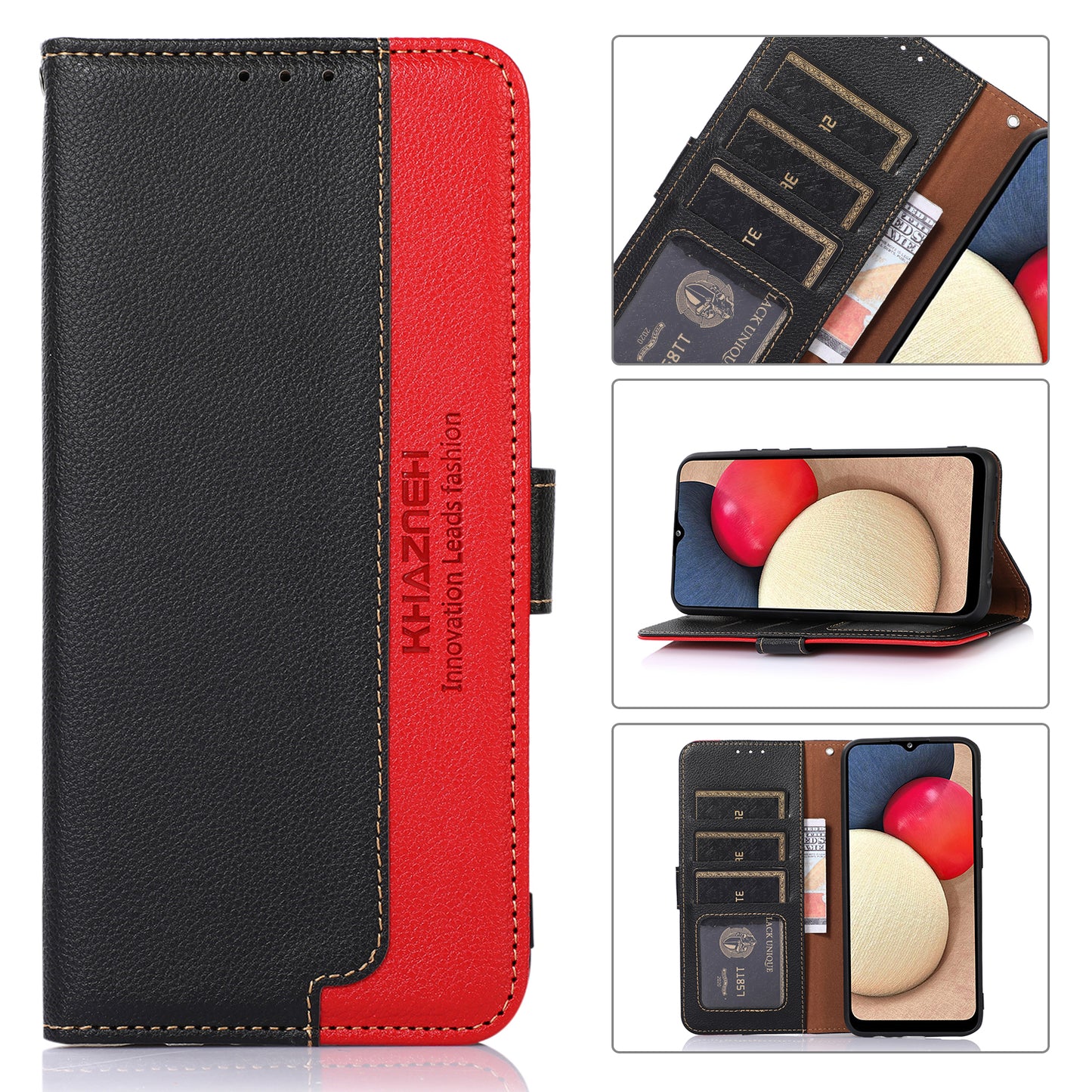 KHAZNEH Litchi Skin Design RFID Anti-theft Swiping Function Leather Phone Case Cover for Sony Xperia 5 III 5G