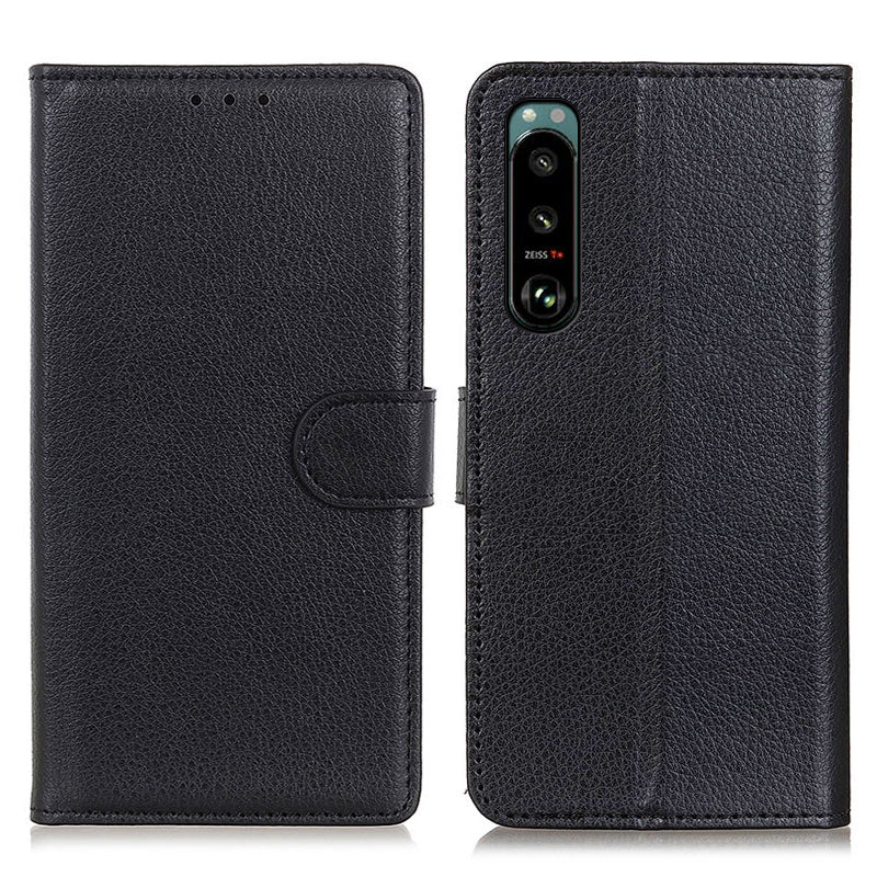 Litchi Texture Leather Wallet Stand Flip Case for Sony Xperia 5 III 5G