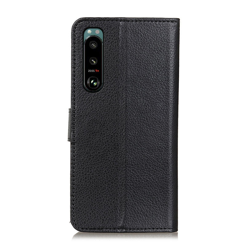 Litchi Texture Leather Wallet Stand Flip Case for Sony Xperia 5 III 5G
