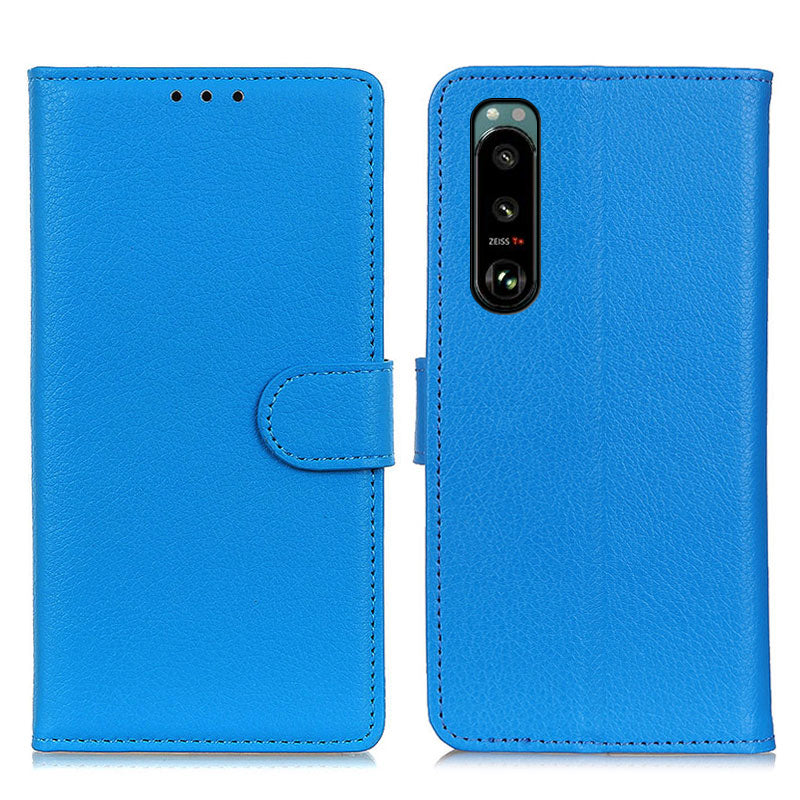 Litchi Texture Leather Wallet Stand Flip Case for Sony Xperia 5 III 5G
