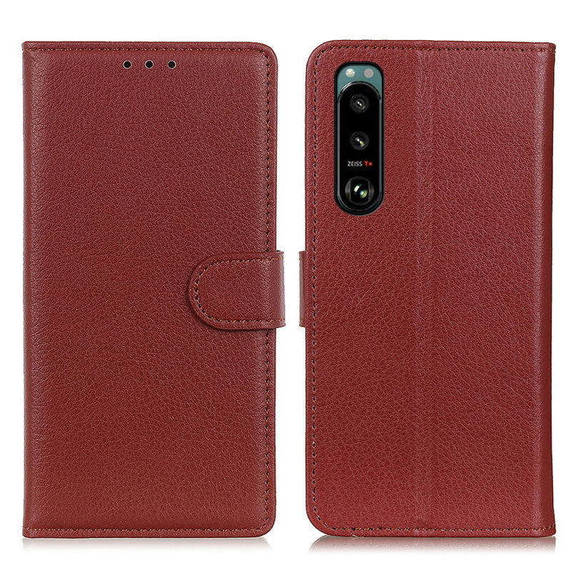 Litchi Texture Leather Wallet Stand Flip Case for Sony Xperia 5 III 5G
