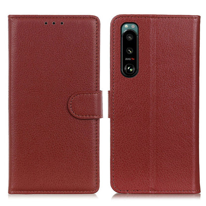 Litchi Texture Leather Wallet Stand Flip Case for Sony Xperia 5 III 5G