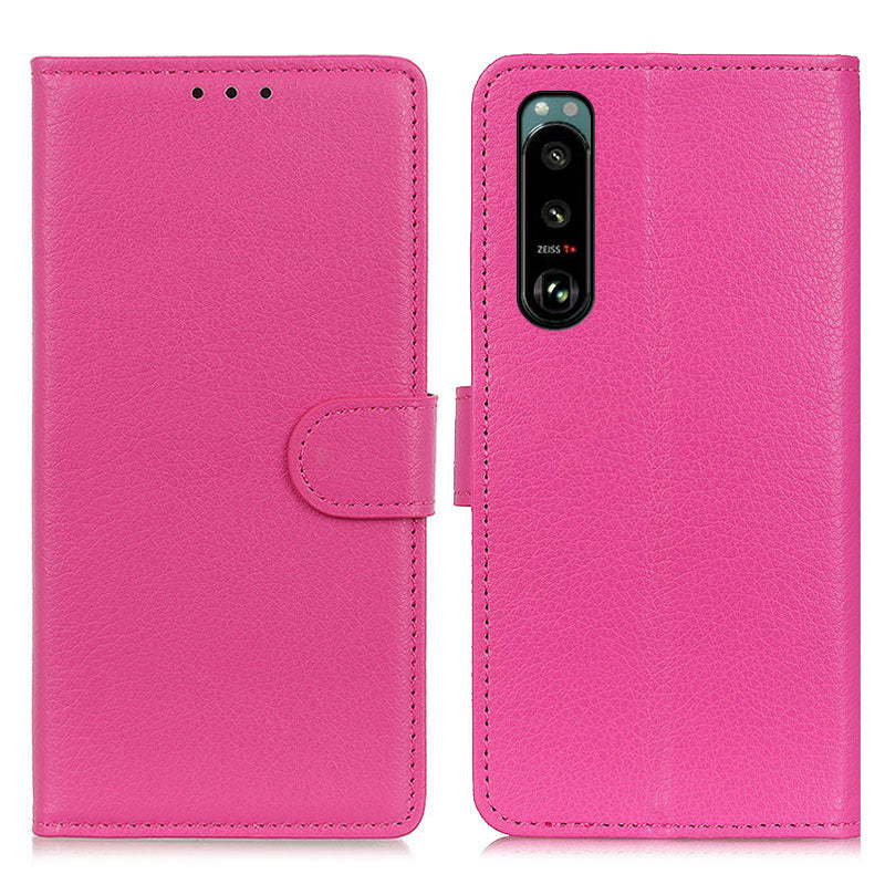 Litchi Texture Leather Wallet Stand Flip Case for Sony Xperia 5 III 5G
