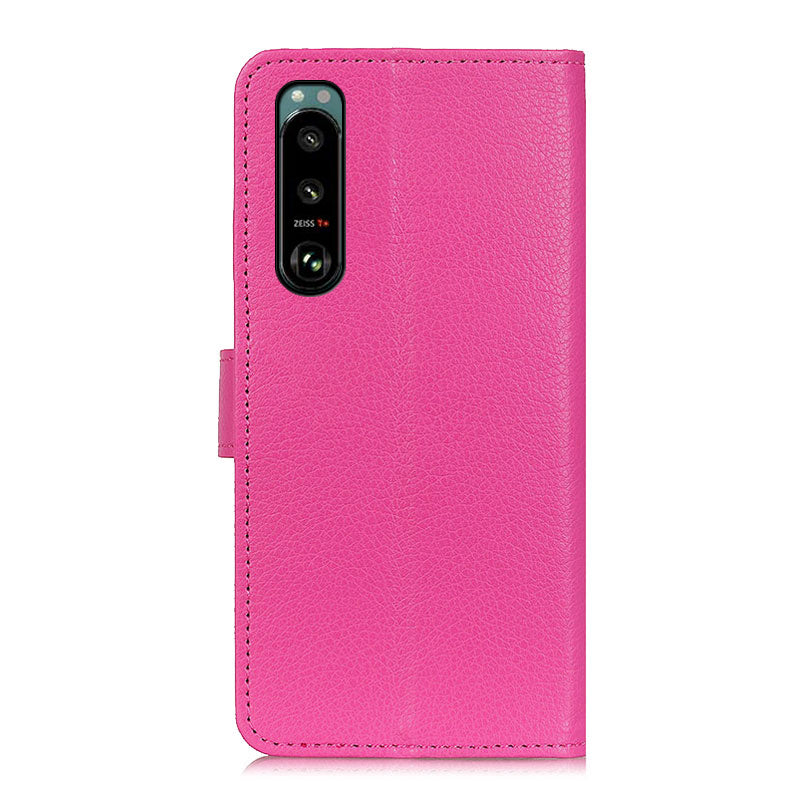 Litchi Texture Leather Wallet Stand Flip Case for Sony Xperia 5 III 5G