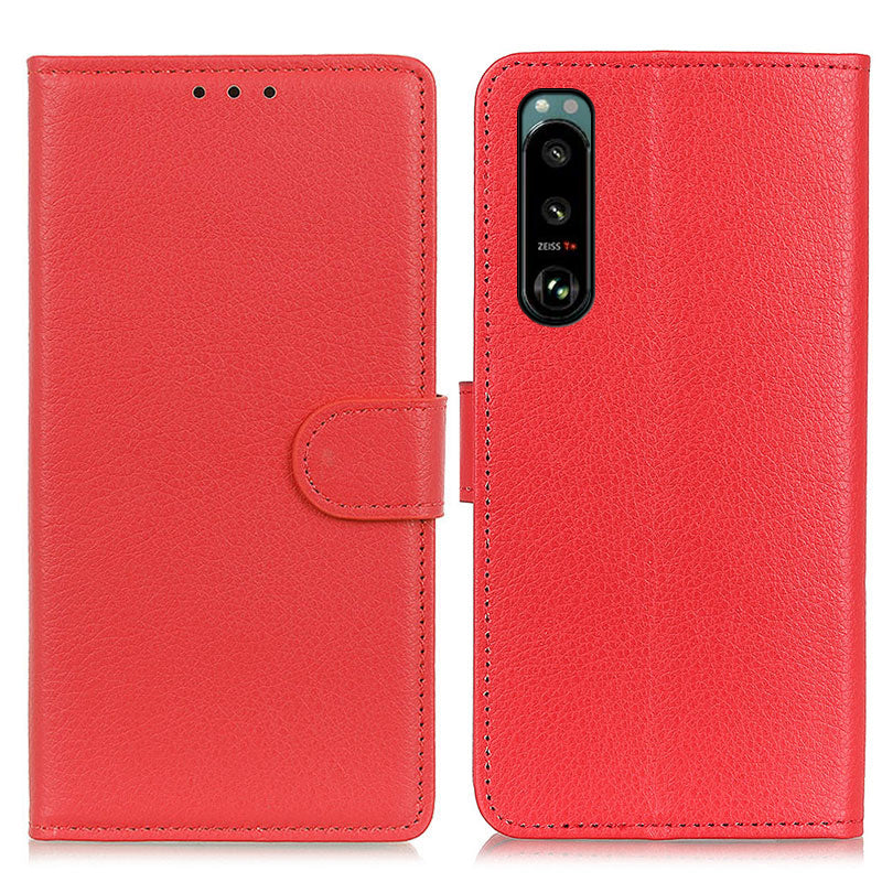 Litchi Texture Leather Wallet Stand Flip Case for Sony Xperia 5 III 5G