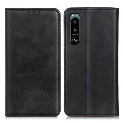 Auto-absorbed Split Leather Wallet Phone Cover with Stand Shell for Sony Xperia 5 III 5G