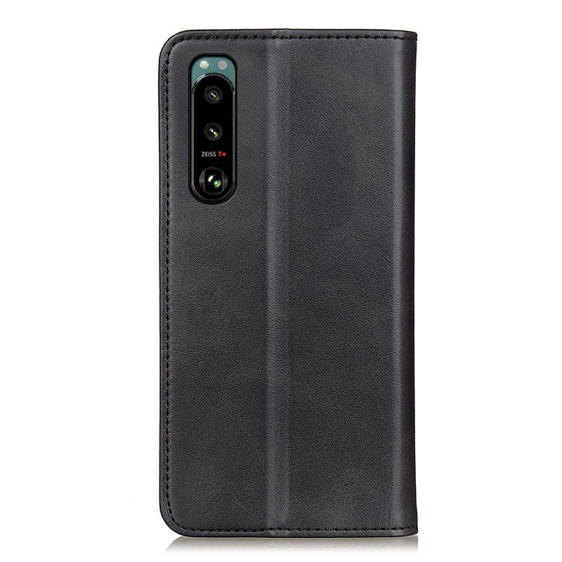Auto-absorbed Split Leather Wallet Phone Cover with Stand Shell for Sony Xperia 5 III 5G