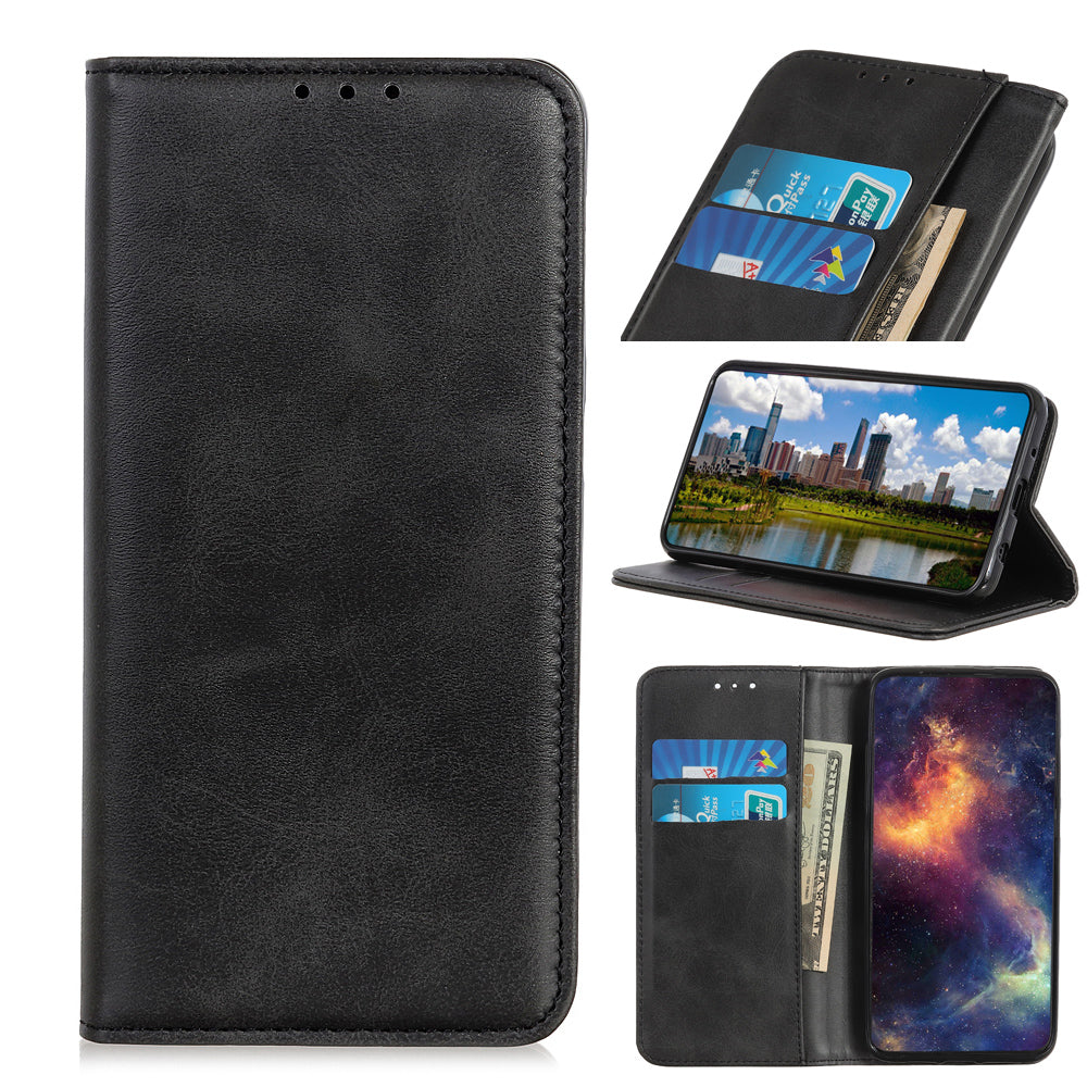 Auto-absorbed Split Leather Wallet Phone Cover with Stand Shell for Sony Xperia 5 III 5G
