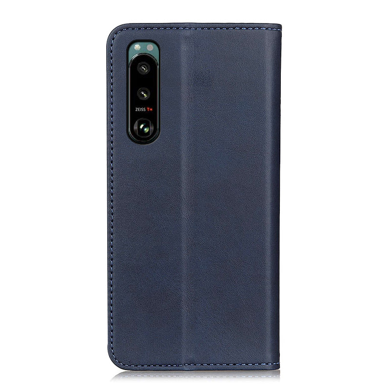 Auto-absorbed Split Leather Wallet Phone Cover with Stand Shell for Sony Xperia 5 III 5G