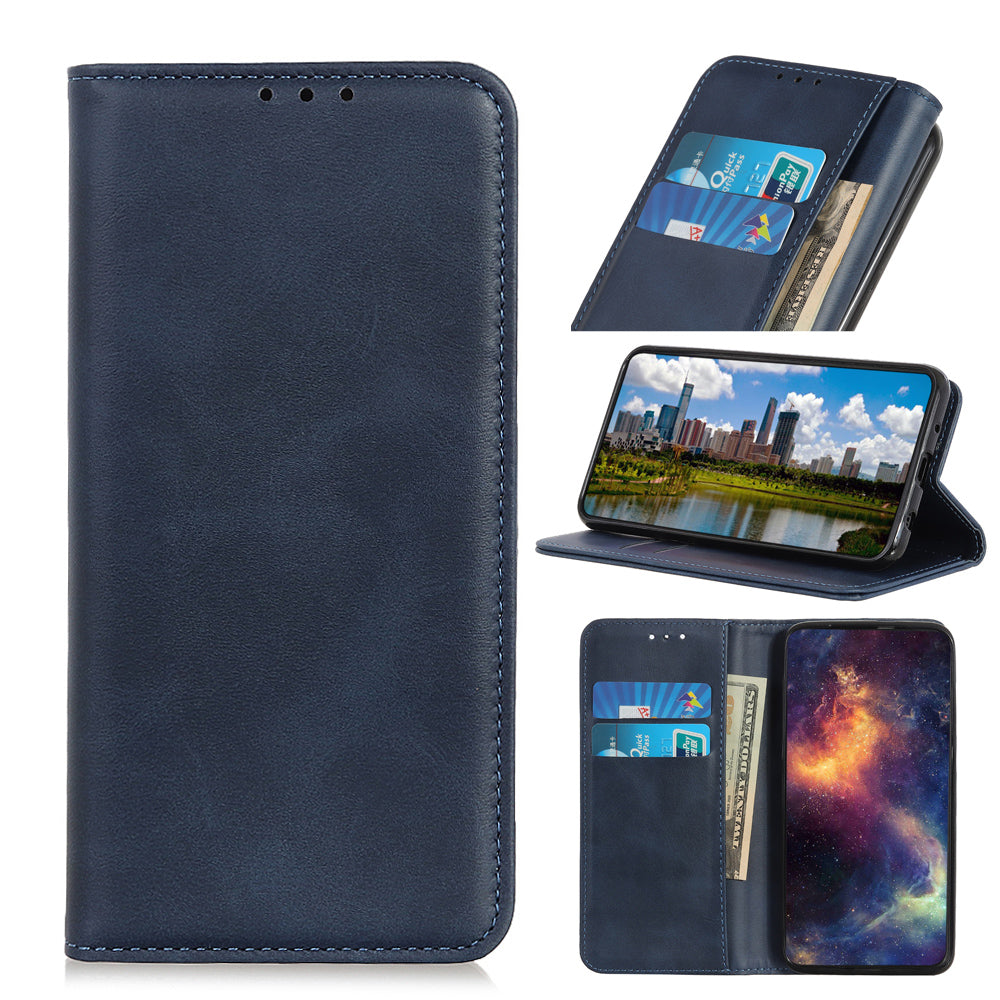 Auto-absorbed Split Leather Wallet Phone Cover with Stand Shell for Sony Xperia 5 III 5G