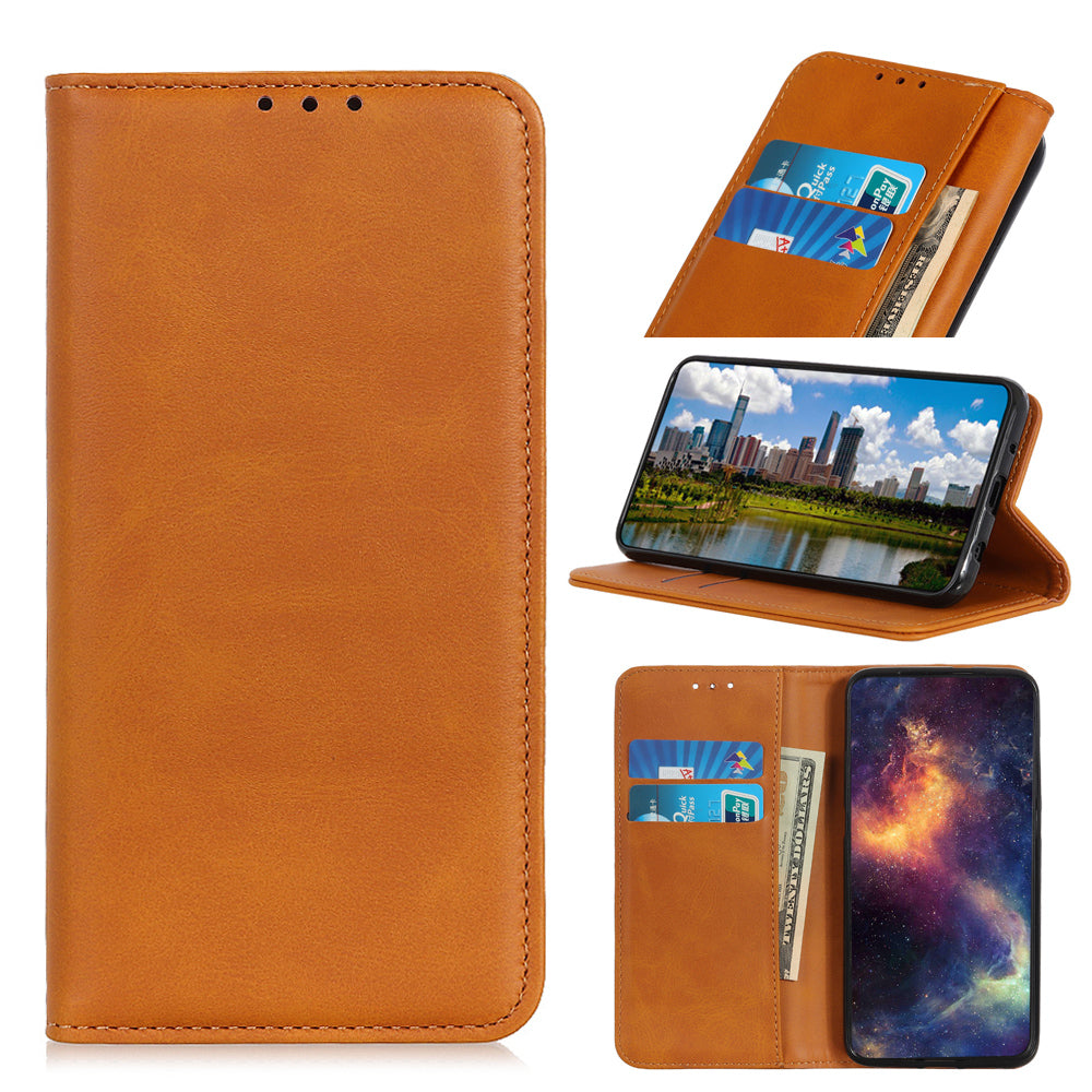 Auto-absorbed Split Leather Wallet Phone Cover with Stand Shell for Sony Xperia 5 III 5G