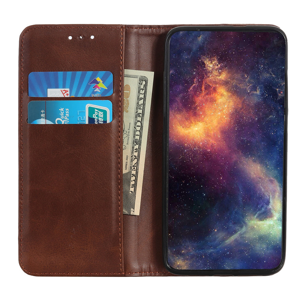 Auto-absorbed Split Leather Wallet Phone Cover with Stand Shell for Sony Xperia 5 III 5G