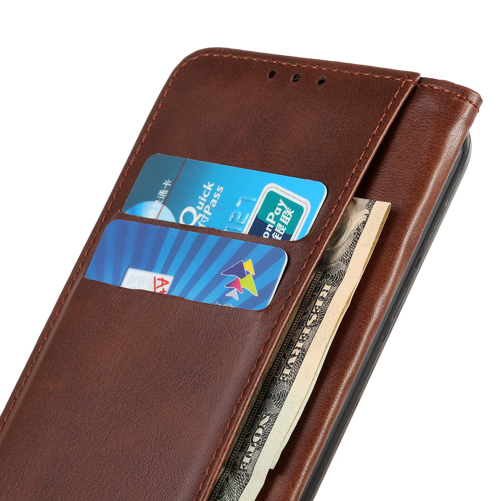 Auto-absorbed Split Leather Wallet Phone Cover with Stand Shell for Sony Xperia 5 III 5G