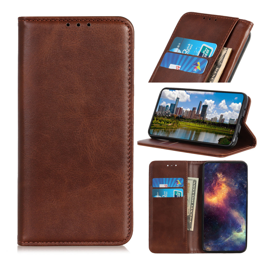 Auto-absorbed Split Leather Wallet Phone Cover with Stand Shell for Sony Xperia 5 III 5G