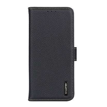 KHAZNEH Litchi Skin Surface Top Layer Genuine Leather Wallet Cover Case for Sony Xperia 5 III 5G