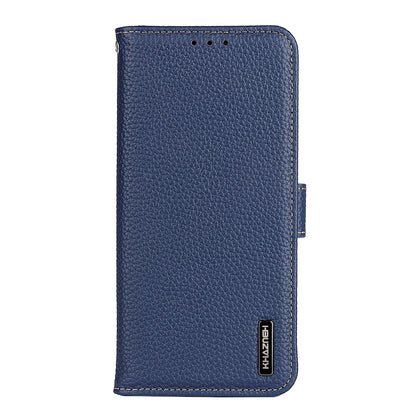 KHAZNEH Litchi Skin Surface Top Layer Genuine Leather Wallet Cover Case for Sony Xperia 5 III 5G