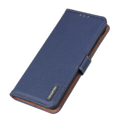 KHAZNEH Litchi Skin Surface Top Layer Genuine Leather Wallet Cover Case for Sony Xperia 5 III 5G