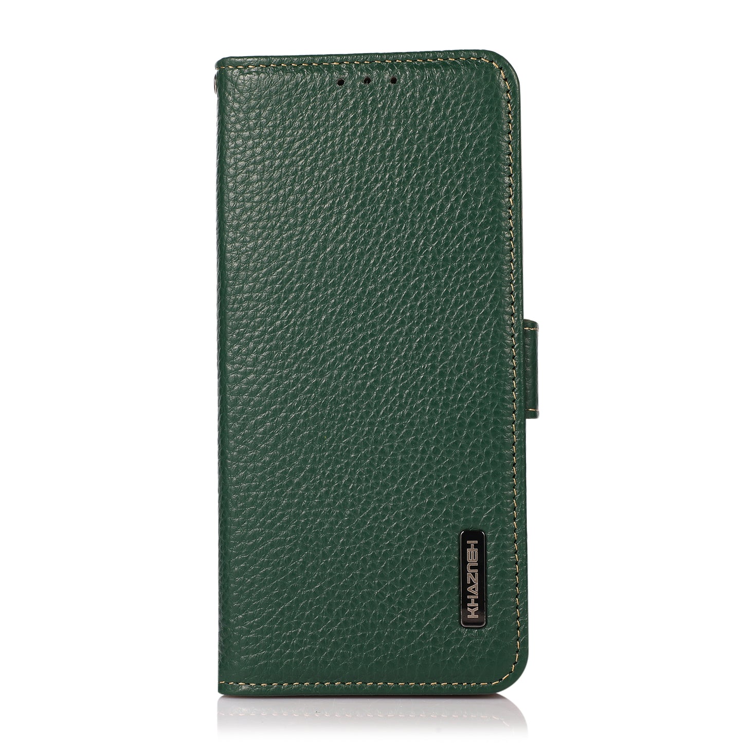 KHAZNEH Litchi Texture Genuine Leather RFID Blocking Well-Protected Phone Case with Anti-theft Swiping Design for Sony Xperia 5 III 5G