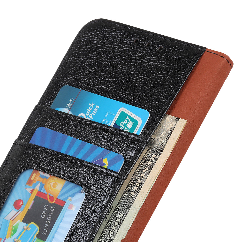 Full-Protection Nappa Texture Wallet Design Split Leather Stand Phone Cover Shell for Sony Xperia 5 III 5G