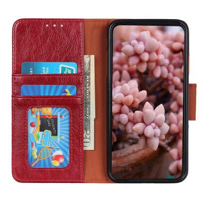 Full-Protection Nappa Texture Wallet Design Split Leather Stand Phone Cover Shell for Sony Xperia 5 III 5G