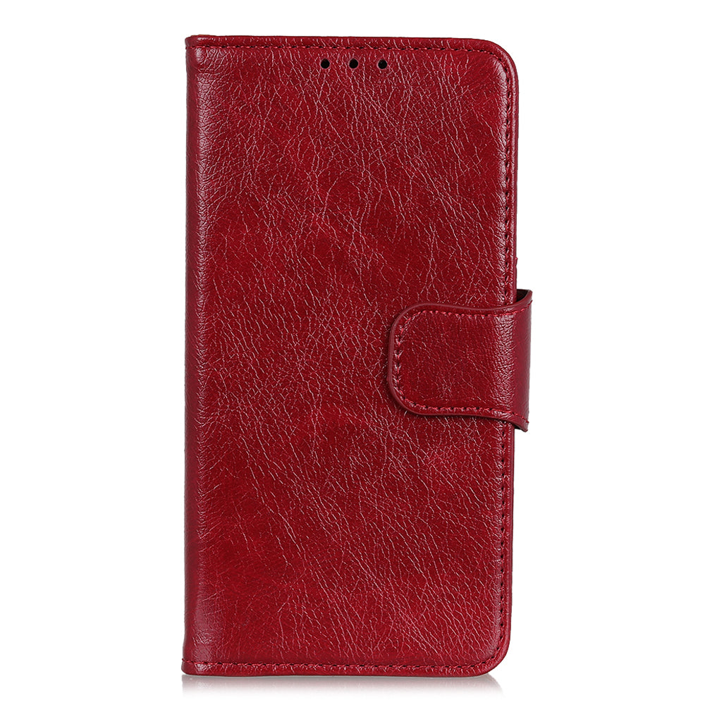 Full-Protection Nappa Texture Wallet Design Split Leather Stand Phone Cover Shell for Sony Xperia 5 III 5G